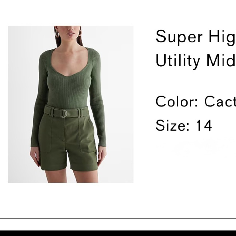Super high waisted Utility belted Shorts- Green